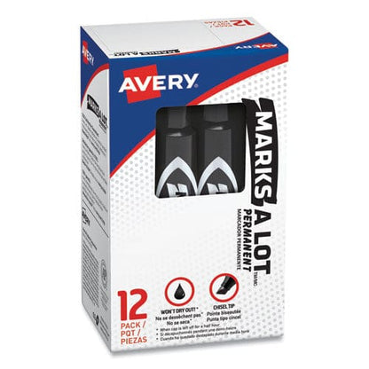 Avery Marks A Lot Regular Desk-style Permanent Marker Broad Chisel Tip Black Dozen (7888) - School Supplies - Avery®