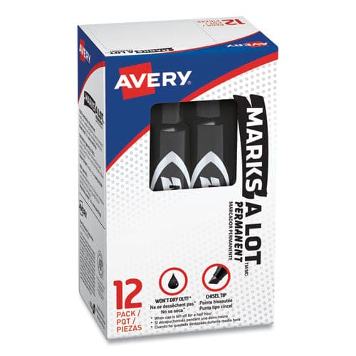 Avery Marks A Lot Regular Desk-style Permanent Marker Broad Chisel Tip Black Dozen (7888) - School Supplies - Avery®