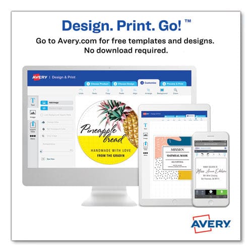 Avery Oval Labels With Sure Feed And Easy Peel 1.5 X 2.5 Glossy White 180/pack - Office - Avery®
