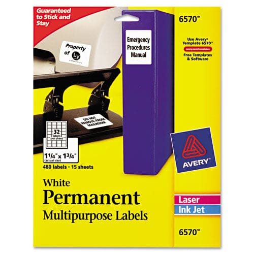Avery Permanent Id Labels W/ Sure Feed Technology Inkjet/laser Printers 2 X 2.63 White 15/sheet 15 Sheets/pack - Office - Avery®