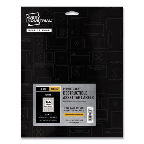 Avery Permatrack Destructible Asset Tag Labels Laser Printers 0.5 X 1 White 84/sheet 8 Sheets/pack - Office - Avery®