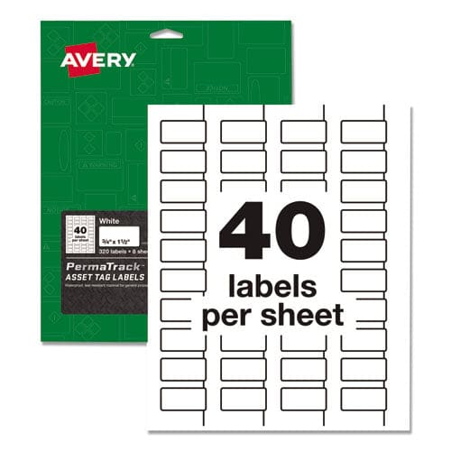 Avery Permatrack Durable White Asset Tag Labels Laser Printers 0.75 X 1.5 White 40/sheet 8 Sheets/pack - Office - Avery®