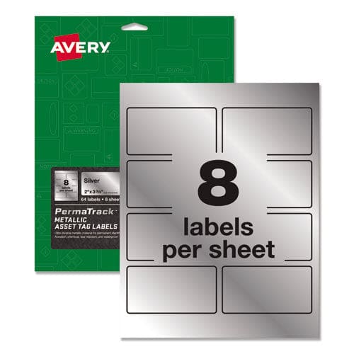 Avery Permatrack Metallic Asset Tag Labels Laser Printers 0.75 X 1.5 Metallic Silver 40/sheet 8 Sheets/pack - Office - Avery®