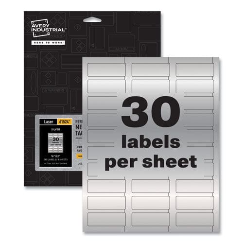 Avery Permatrack Metallic Asset Tag Labels Laser Printers 0.75 X 2 Metallic Silver 30/sheet 8 Sheets/pack - Office - Avery®