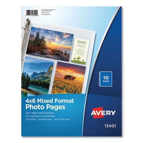 Avery Photo Storage Pages For Six 4 X 6 Mixed Format Photos 3-hole Punched 10/pack - Office - Avery®