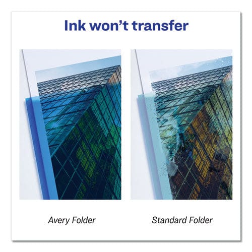 Avery Plastic Two-pocket Folder 20-sheet Capacity 11 X 8.5 Translucent Blue - School Supplies - Avery®