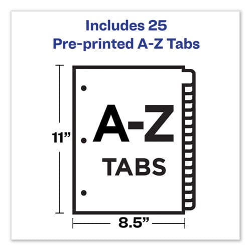 Avery Preprinted Black Leather Tab Dividers W/copper Reinforced Holes 25-tab A To Z 11 X 8.5 Buff 1 Set - Office - Avery®