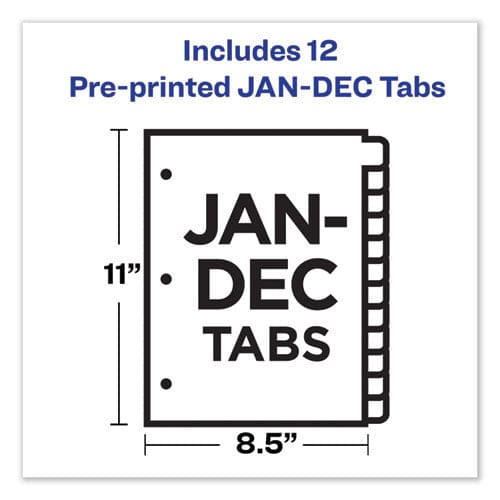 Avery Preprinted Black Leather Tab Dividers W/gold Reinforced Edge 12-tab Jan. To Dec. 11 X 8.5 Buff 1 Set - Office - Avery®