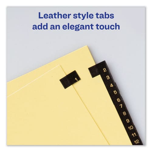 Avery Preprinted Black Leather Tab Dividers W/gold Reinforced Edge 31-tab 1 To 31 11 X 8.5 Buff 1 Set - Office - Avery®
