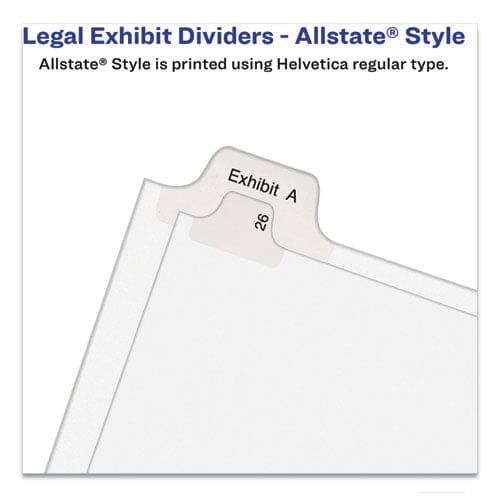 Avery Preprinted Legal Exhibit Side Tab Index Dividers Allstate Style 10-tab 1 11 X 8.5 White 25/pack - Office - Avery®