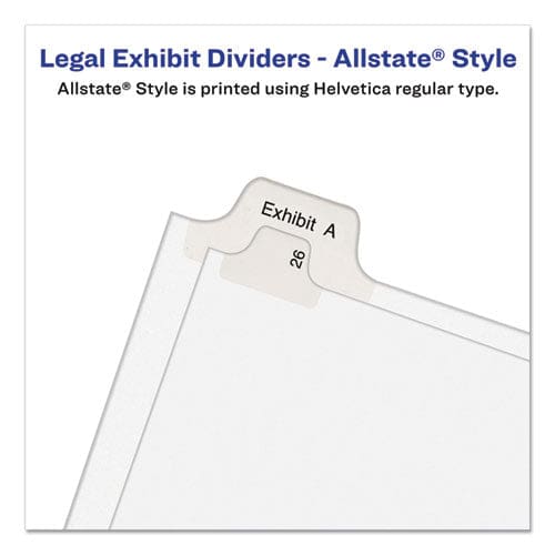 Avery Preprinted Legal Exhibit Side Tab Index Dividers Allstate Style 10-tab 25 11 X 8.5 White 25/pack - Office - Avery®