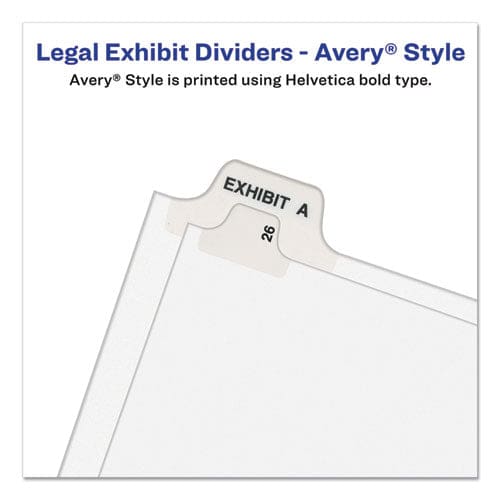 Avery Preprinted Legal Exhibit Side Tab Index Dividers Avery Style 10-tab 2 11 X 8.5 White 25/pack - Office - Avery®