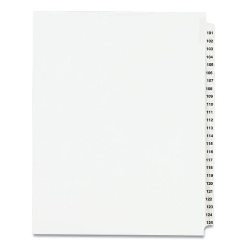 Avery Preprinted Legal Exhibit Side Tab Index Dividers Avery Style 25-tab 101 To 125 11 X 8.5 White 1 Set (1334) - Office - Avery®