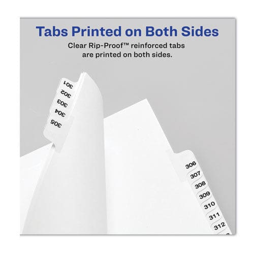 Avery Preprinted Legal Exhibit Side Tab Index Dividers Avery Style 25-tab 376 To 400 11 X 8.5 White 1 Set (1345) - Office - Avery®