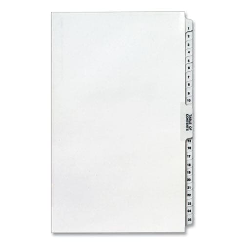 Avery Preprinted Legal Exhibit Side Tab Index Dividers Avery Style 26-tab 1 To 25 14 X 8.5 White 1 Set - Office - Avery®