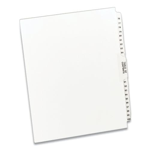 Avery Preprinted Legal Exhibit Side Tab Index Dividers Avery Style 26-tab 76 To 100 11 X 8.5 White 1 Set - Office - Avery®