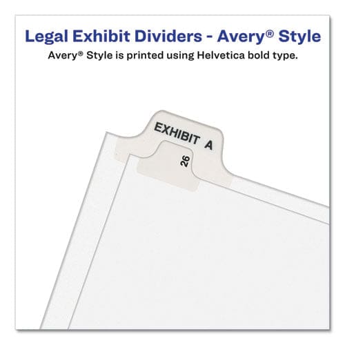 Avery Preprinted Legal Exhibit Side Tab Index Dividers Avery Style 26-tab A 11 X 8.5 White 25/pack (1401) - Office - Avery®