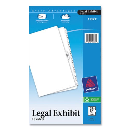 Avery Preprinted Legal Exhibit Side Tab Index Dividers Avery Style 26-tab 26 To 50 14 X 8.5 White 1 Set - Office - Avery®