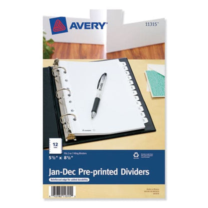 Avery Preprinted Tab Dividers 12-tab Jan. To Dec. 8.5 X 5.5 White 1 Set - Office - Avery®