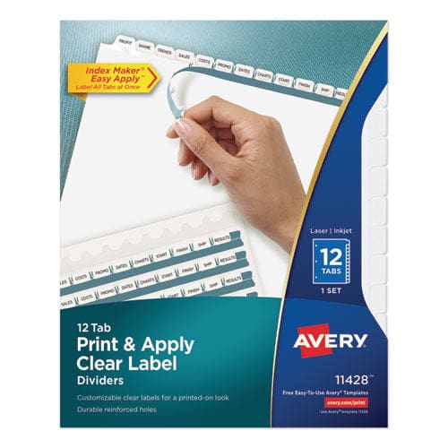 Avery Print And Apply Index Maker Clear Label Dividers 12-tab White Tabs 11 X 8.5 White 1 Set - School Supplies - Avery®