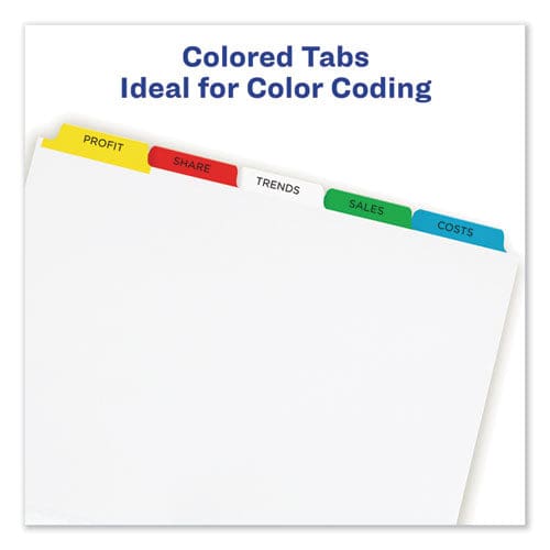 Avery Print And Apply Index Maker Clear Label Dividers 5-tab Color Tabs 11 X 8.5 White Traditional Color Tabs 25 Sets - School Supplies -