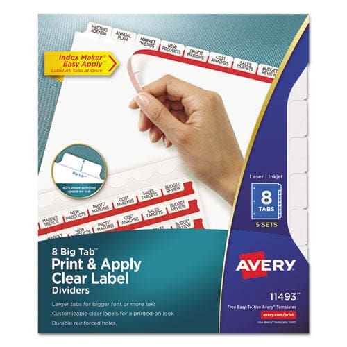 Avery Print And Apply Index Maker Clear Label Dividers 5-tab White Tabs 11 X 8.5 White 50 Sets - School Supplies - Avery®