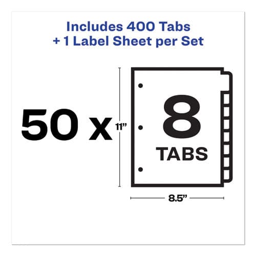 Avery Print And Apply Index Maker Clear Label Dividers 8-tab 11 X 8.5 White 50 Sets - School Supplies - Avery®
