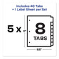 Avery Print And Apply Index Maker Clear Label Dividers 8-tab 11 X 8.5 White 5 Sets - School Supplies - Avery®