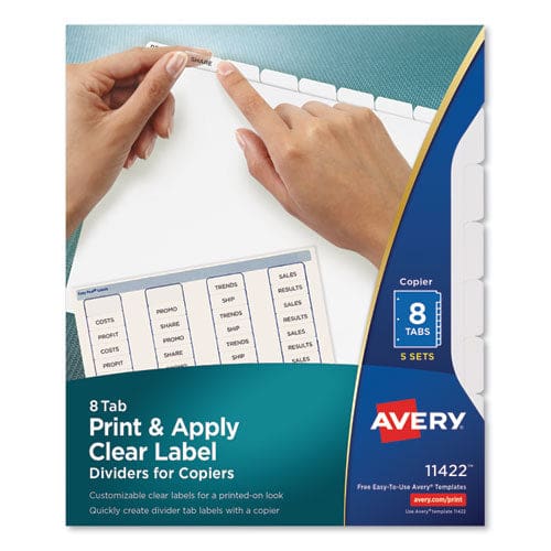 Avery Print And Apply Index Maker Clear Label Dividers Copiers 8-tab 11 X 8.5 White 5 Sets - School Supplies - Avery®