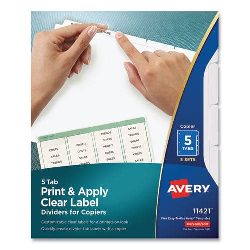 Avery Print And Apply Index Maker Clear Label Dividers Copiers 8-tab 11 X 8.5 White 5 Sets - School Supplies - Avery®