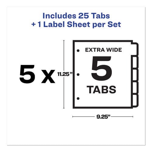 Avery Print And Apply Index Maker Clear Label Dividers Extra Wide Tab 5-tab White Tabs 11.25 X 9.25 White 5 Sets - School Supplies - Avery®
