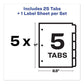 Avery Print And Apply Index Maker Clear Label Plastic Dividers With Printable Label Strip 5-tab 11 X 8.5 Assorted Tabs 5 Sets - School