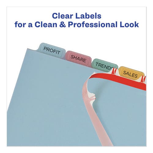 Avery Print And Apply Index Maker Clear Label Plastic Dividers With Printable Label Strip 8-tab 11 X 8.5 Assorted Tabs 5 Sets - School
