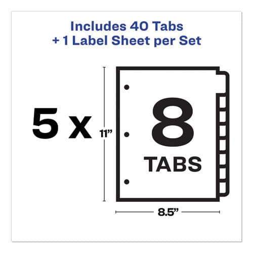 Avery Print And Apply Index Maker Clear Label Plastic Dividers With Printable Label Strip 8-tab 11 X 8.5 Assorted Tabs 5 Sets - School
