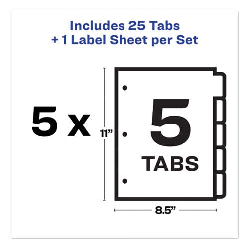 Avery Print And Apply Index Maker Clear Label Plastic Dividers W/printable Label Strip 5-tab 11 X 8.5 Frosted Clear Tabs 5 Sets - School
