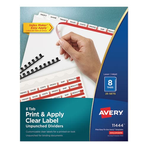 Avery Print And Apply Index Maker Clear Label Unpunched Dividers 8-tab 11 X 8.5 White White Tabs 25 Sets - School Supplies - Avery®