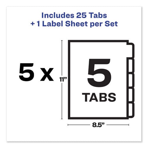 Avery Print And Apply Index Maker Clear Label Unpunched Dividers With Printable Label Strip 5-tab 11 X 8.5 Clear 5 Sets - School Supplies -