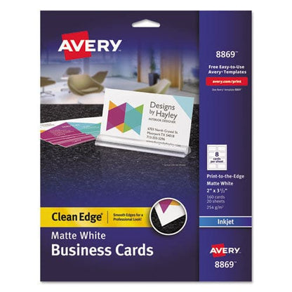 Avery Print-to-the-edge True Print Business Cards Inkjet 2 X 3.5 White 160 Cards 8 Cards Sheet 20 Sheets/pack - Office - Avery®