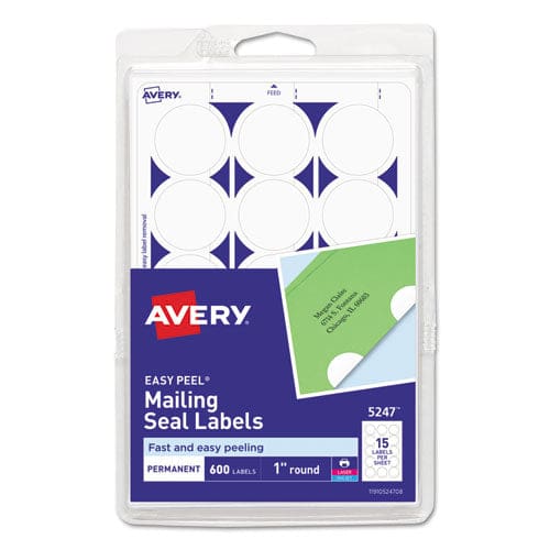 Avery Printable Mailing Seals 1 Dia White 15/sheet 40 Sheets/pack (5247) - Office - Avery®