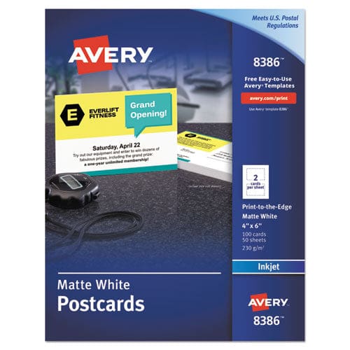 Avery Printable Postcards Laser 80 Lb 4 X 6 Uncoated White 80 Cards 2 Cards/sheet 40 Sheets/box - Office - Avery®