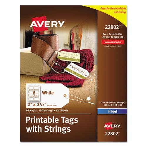 Avery Printable Rectangular Tags With Strings 2 X 3.5 Matte White 96/pack - Office - Avery®