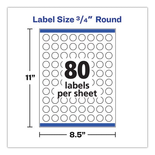 Avery Printable Self-adhesive Permanent Id Labels W/sure Feed 0.75 Dia White 800/pk - Office - Avery®