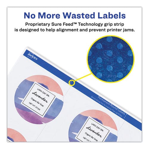 Avery Printable Self-adhesive Permanent Id Labels W/sure Feed 0.75 Dia White 800/pk - Office - Avery®