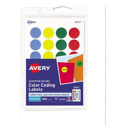 Avery Printable Self-adhesive Removable Color-coding Labels 0.75 Dia Assorted Colors 24/sheet 42 Sheets/pack (5472) - Office - Avery®