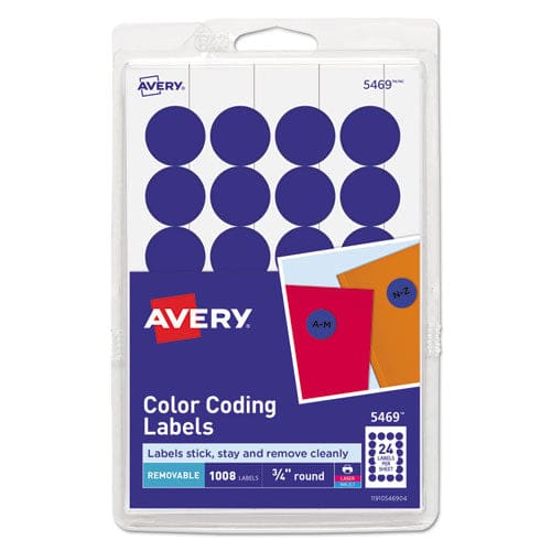 Avery Printable Self-adhesive Removable Color-coding Labels 0.75 Dia Dark Blue 24/sheet 42 Sheets/pack (5469) - Office - Avery®