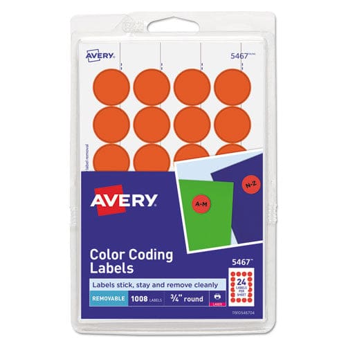 Avery Printable Self-adhesive Removable Color-coding Labels 0.75 Dia Neon Red 24/sheet 42 Sheets/pack (5467) - Office - Avery®