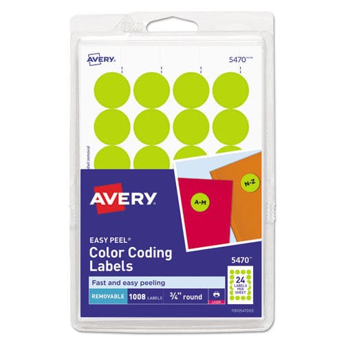 Avery Printable Self-adhesive Removable Color-coding Labels 0.75 Dia Neon Yellow 24/sheet 42 Sheets/pack (5470) - Office - Avery®