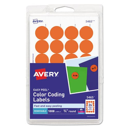 Avery Printable Self-adhesive Removable Color-coding Labels 0.75 Dia Orange 24/sheet 42 Sheets/pack (5465) - Office - Avery®