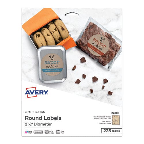 Avery Round Brown Kraft Print-to-the-edge Labels 2.5 Dia 225/pk - Office - Avery®