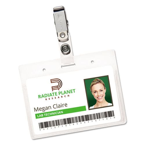 Avery Secure Top Clip-style Badge Holders Horizontal 2 1/4 X 3 1/2 Clear 50/box - Office - Avery®